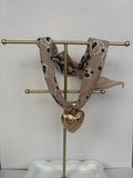 Tan Bandana Heart Necklace