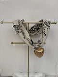 Cream Bandana Heart Necklace
