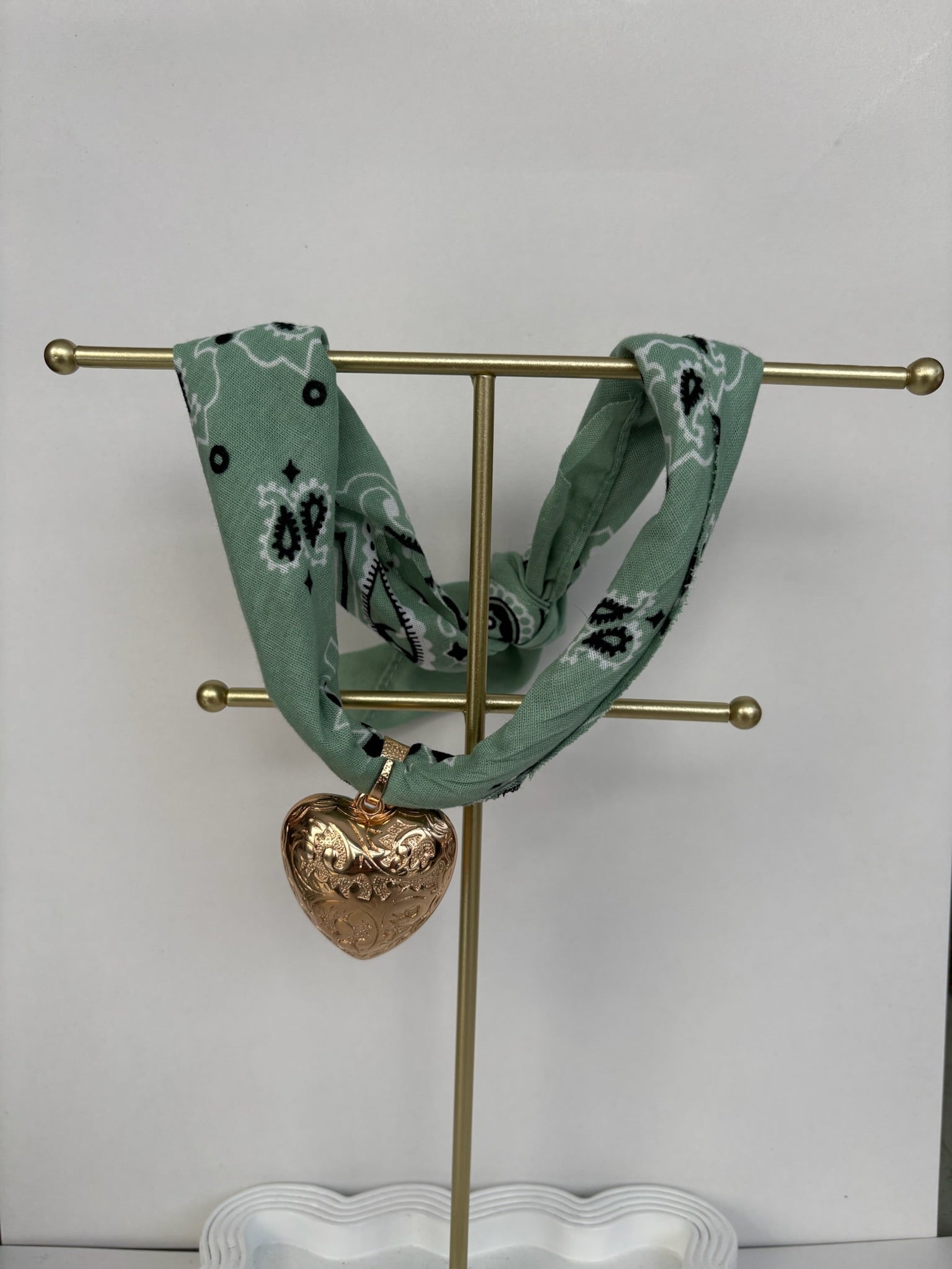 Mint Bandana Heart Necklace