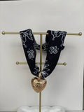 Navy Bandana Heart Necklace