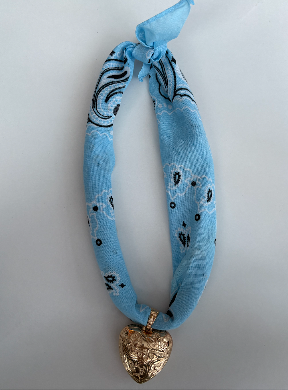 Baby Blue Bandana Heart Necklace